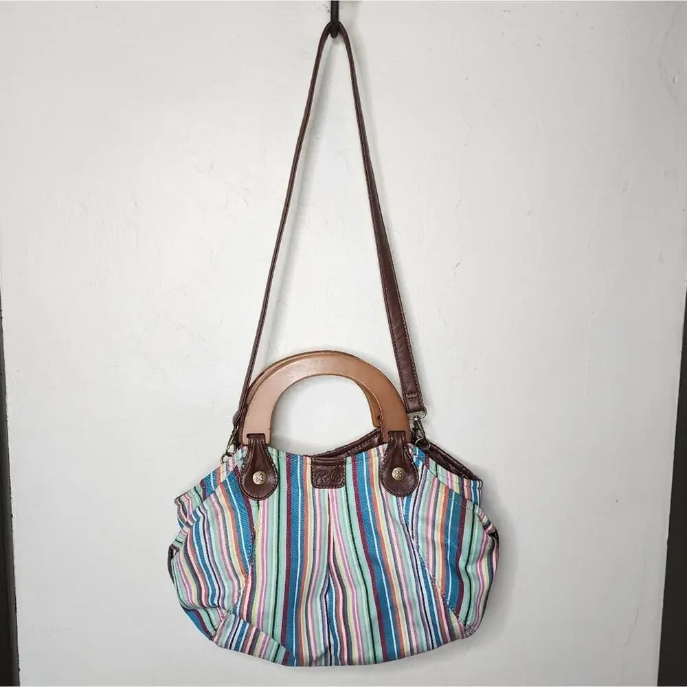 Relic Striped Wood Handle Shoulder Bag